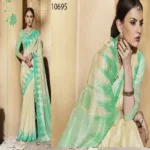 Viva N Diva Cream Colored Silk Printed Saree