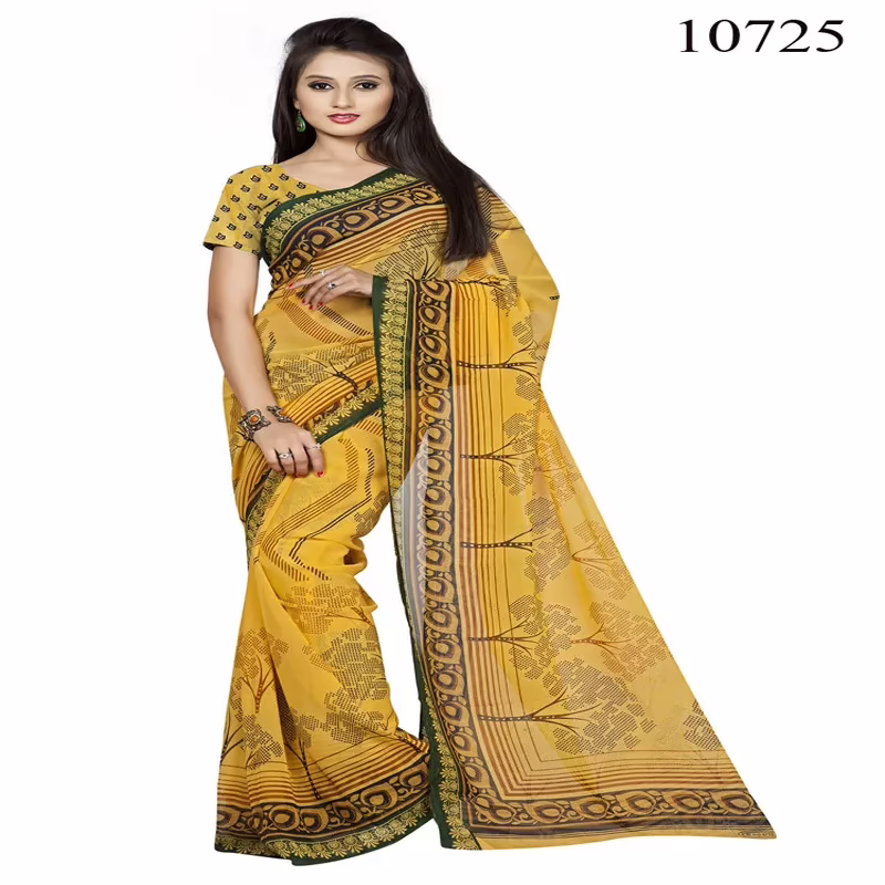 Viva N Diva Yellow Colored Georgette Printed Saree