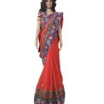 Viva N Diva Red Colored Georgette Saree