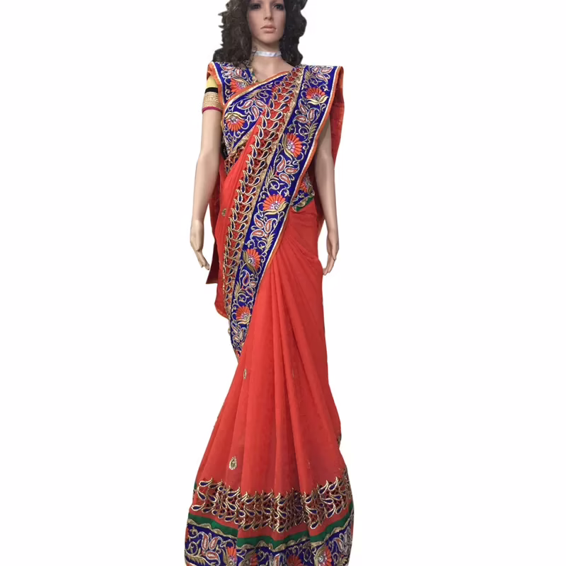 Viva N Diva Red Colored Georgette Saree