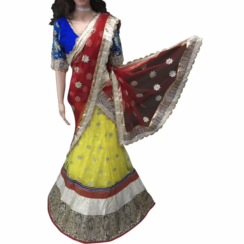 Viva N Diva Red And Yellow Colored Net  Saree