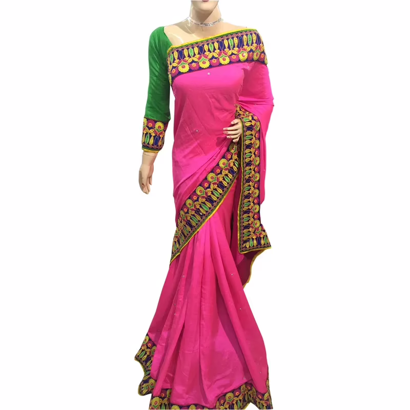 Viva N Diva Pink Colored Georgette Saree