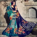 Viva N Diva Blue Colored Bhagalpuri Silk Printed Saree
