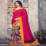 Viva N Diva Pink & Beige Colored Bhagalpuri Silk Printed Saree