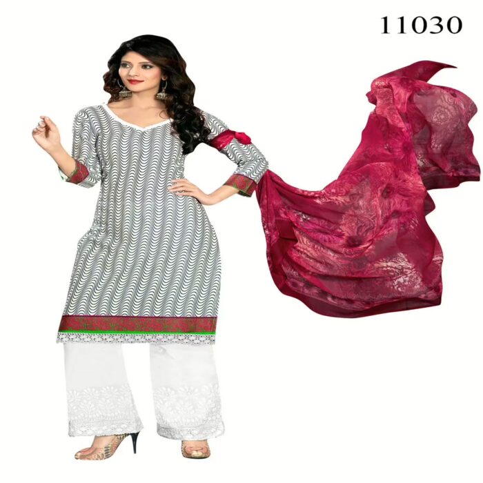 Viva N Diva Grey Colored Cotton Printed Suit.