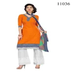 Viva N Diva Orange Colored Cotton Printed Suit.