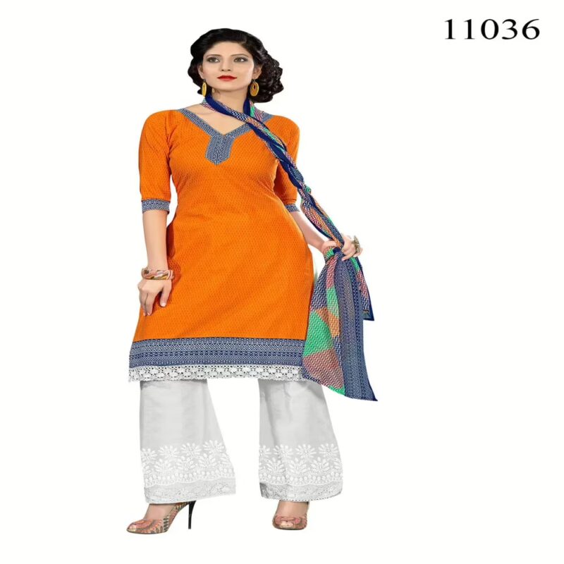 Viva N Diva Orange Colored Cotton Printed Suit.