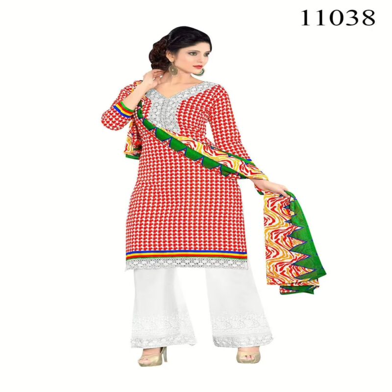 Viva N Diva Red Colored Cotton Printed Suit.