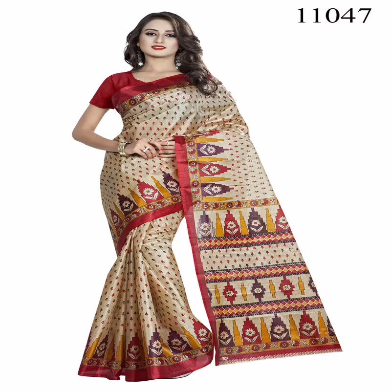 Viva N Diva Maroon Colored Women'S Taffeta Printed Saree.