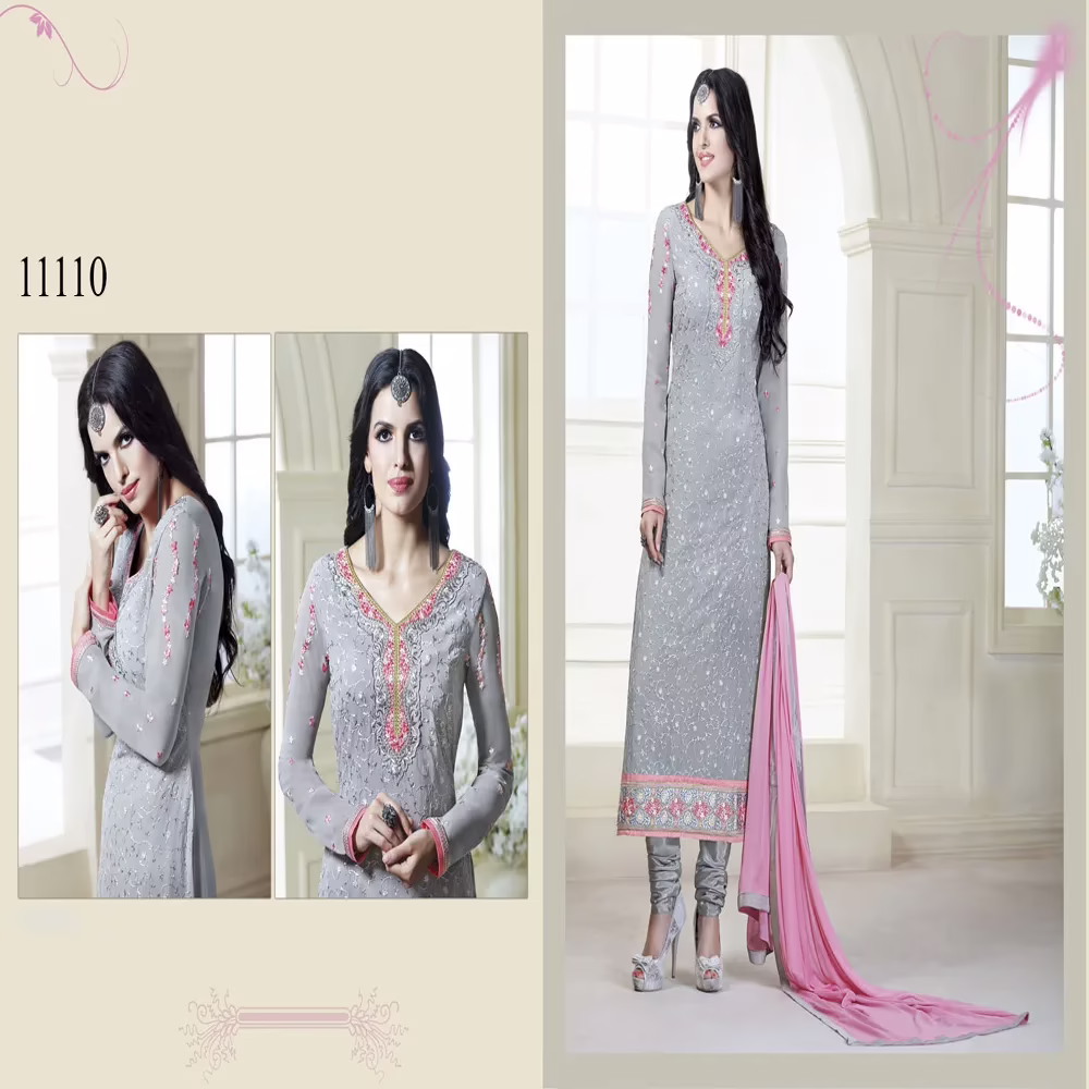Viva N Diva Grey Colored Faux Georgette Suit.