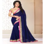 Viva N Diva Navy Blue Colored Georgette Saree