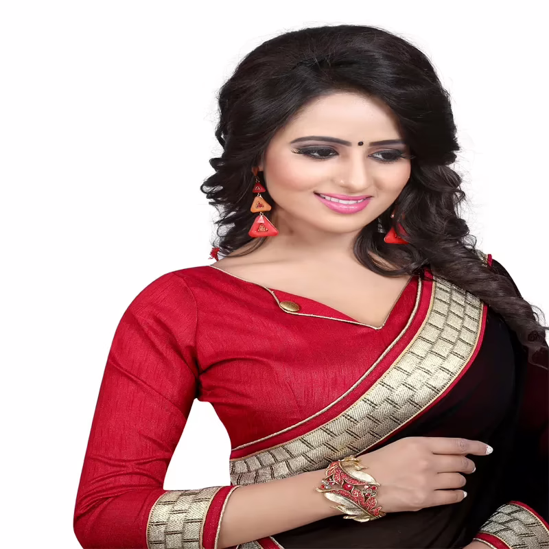 Black Colored Georgette Saree. - Image 2