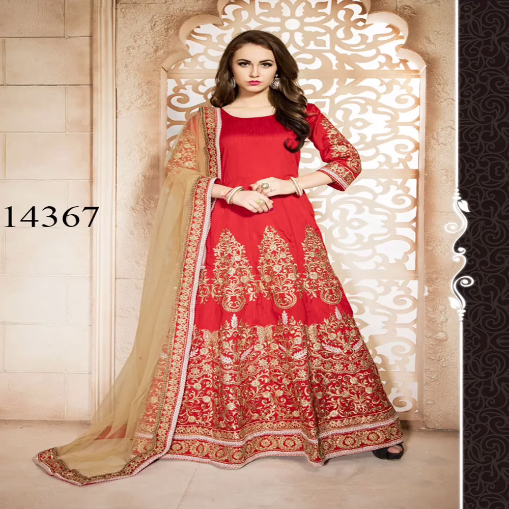 Viva N Diva Red Colored Banglori Silk Suit