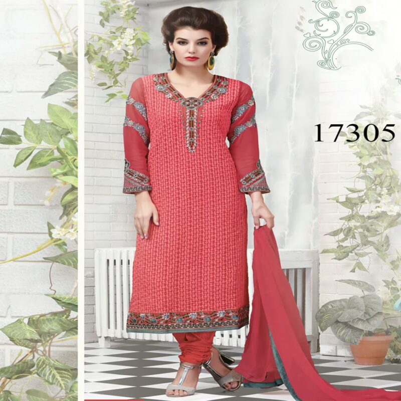 Viva N Diva Peach Colored Georgette Suit