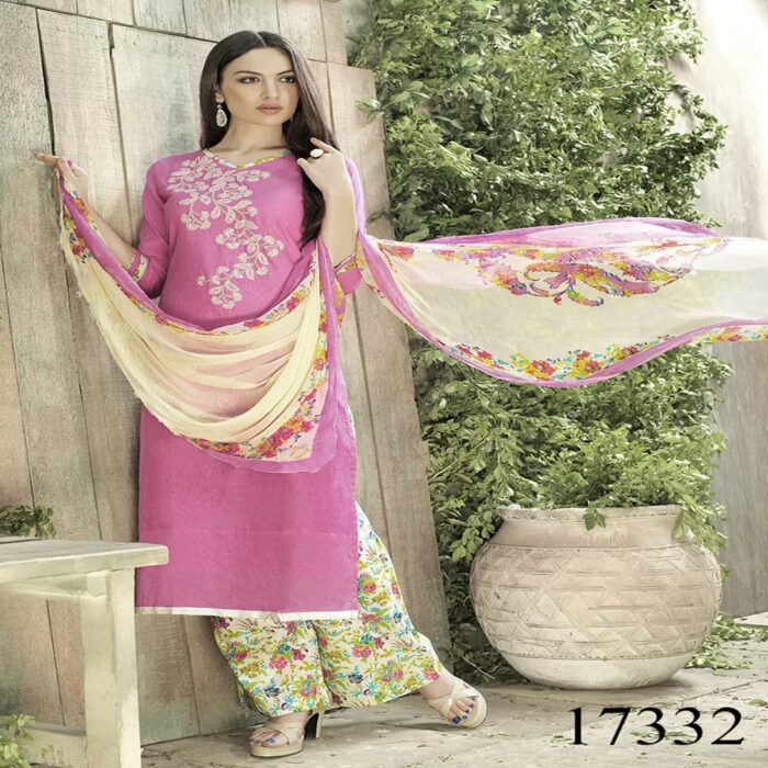 Viva N Diva Pink Colored Satin Cotton Suit.