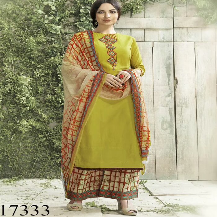 Viva N Diva Yellow Colored Satin Cotton Suit.
