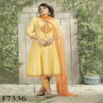 Viva N Diva Light Yellow Colored Satin Cotton Suit.