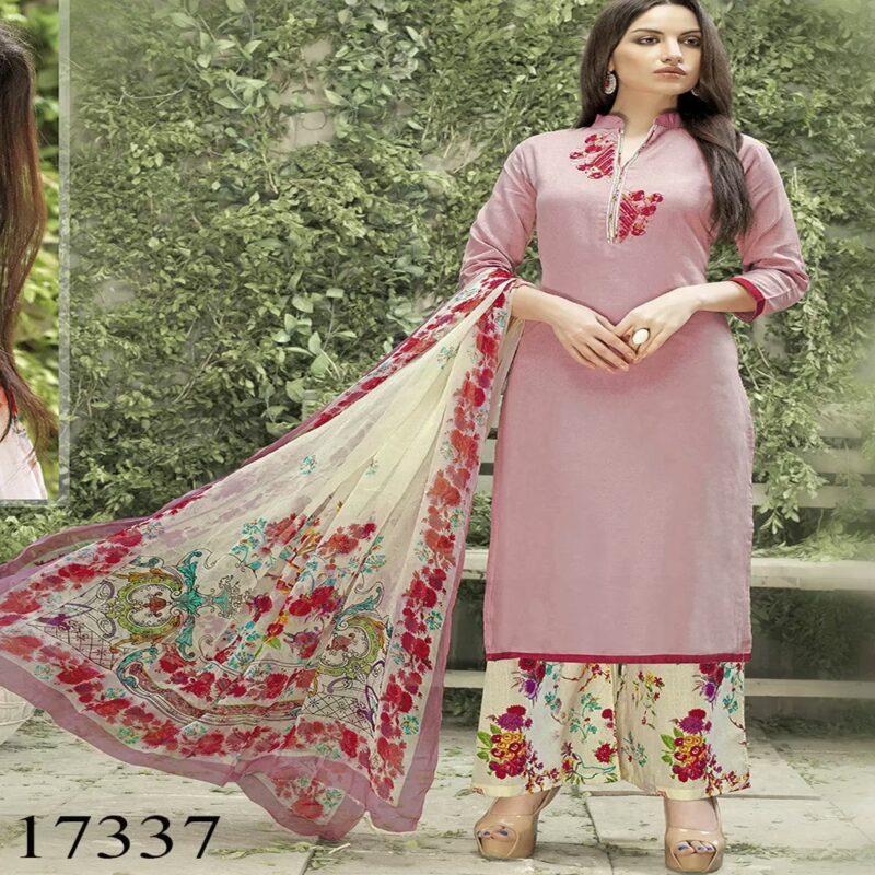 Viva N Diva Pink Colored Satin Cotton Suit.