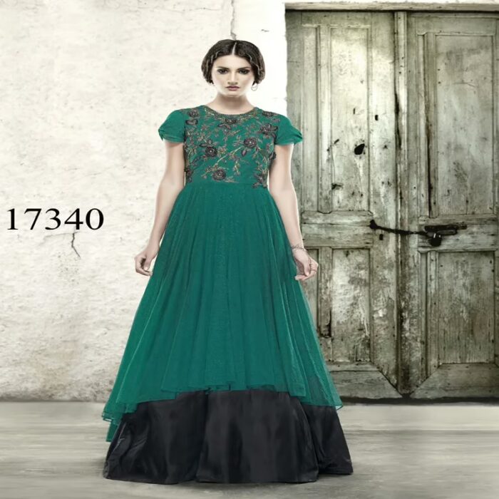 Viva N Diva Green Net Semi Stitched Gown
