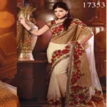 Viva N Diva Beige Colored Net Saree