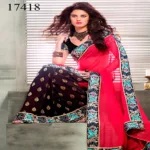 Viva N Diva Pink & Blue Colored Pure Bemberg Georgette Saree