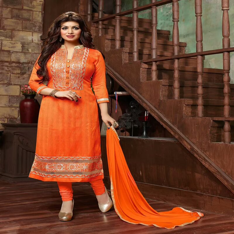 Viva N Diva Orange Colored Bhagalpuri Suit.