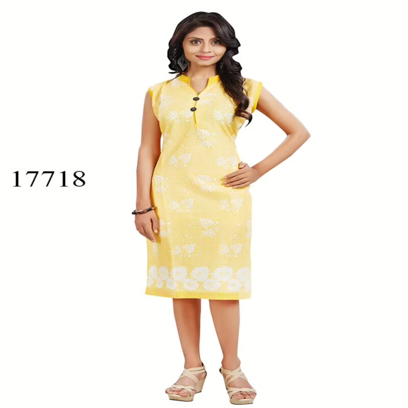 Viva N Diva Yellow Colored Cotton Printed Kurti