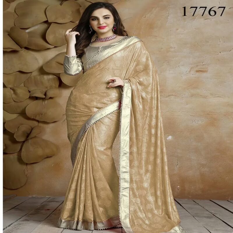Viva N Diva Beige Colored Jacquard Saree.