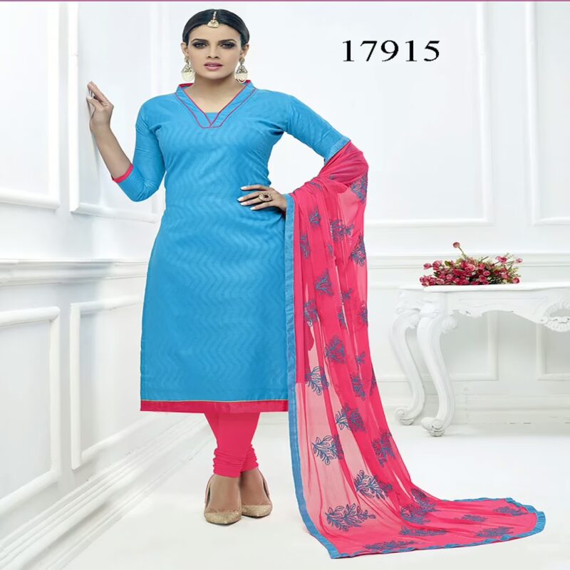 Viva N Diva Blue Colored Cotton Jacquard Suit.