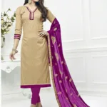 Viva N Diva Beige Colored Cotton Jacquard Suit.