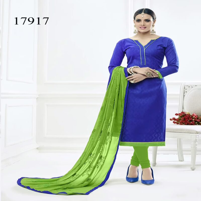 Viva N Diva Blue Colored Cotton Jacquard Suit.
