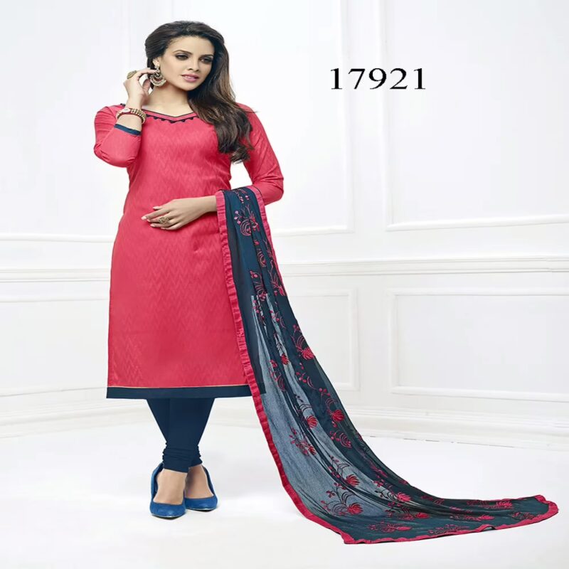 Viva N Diva Peach Colored Cotton Jacquard Suit.