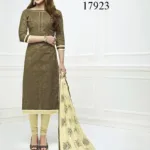 Viva N Diva Mehendi Green Colored Cotton Jacquard Suit.