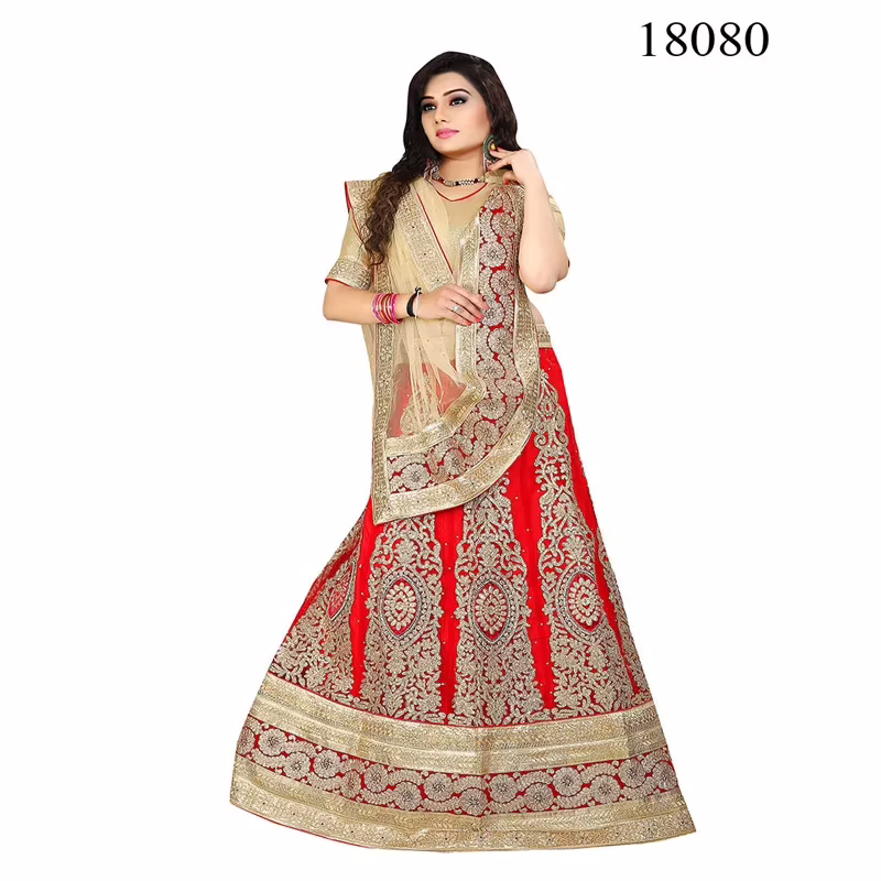 Viva & Diva Red Colored Net Lehenga.