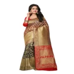 Viva & Diva Red & Black Colored Banarasi Silk Saree.