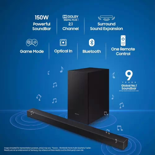 Samsung HW-T42E/XL Dolby Digital 150 W Bluetooth Soundbar(Black, 2.1 Channel) - Image 3