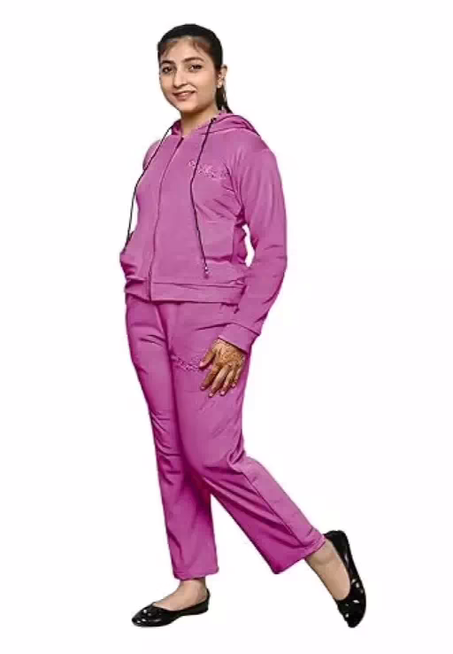 Purple Girls 2 Pcs Sweatsuit and Sweatpant Set