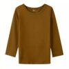 Brown Round Neck Kids Cotton Full Sleeve Tshirt - Image 2