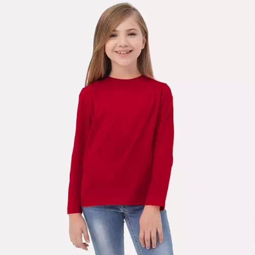 Red Round Neck Kids Cotton Full Sleeve Tshirt