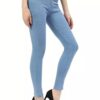 Girls Skinny Fit Mid Waist 2 Button Denim Jeans - Image 3