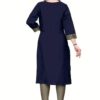Aagyeyi Petite Blue Three Quarter Sleeves Kurtis - Image 2