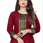 Aagyeyi Marron Petite Three Quarter Sleeves Kurtis