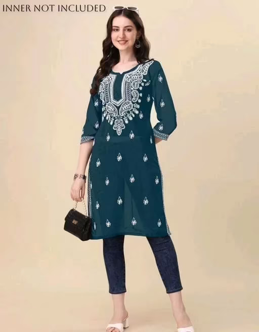 Alisha Drishya Green Embroidered Chikankari Kurtis