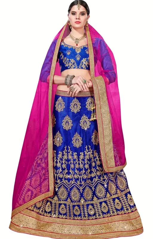Elegant Blue Embroidered Designer Lehengas