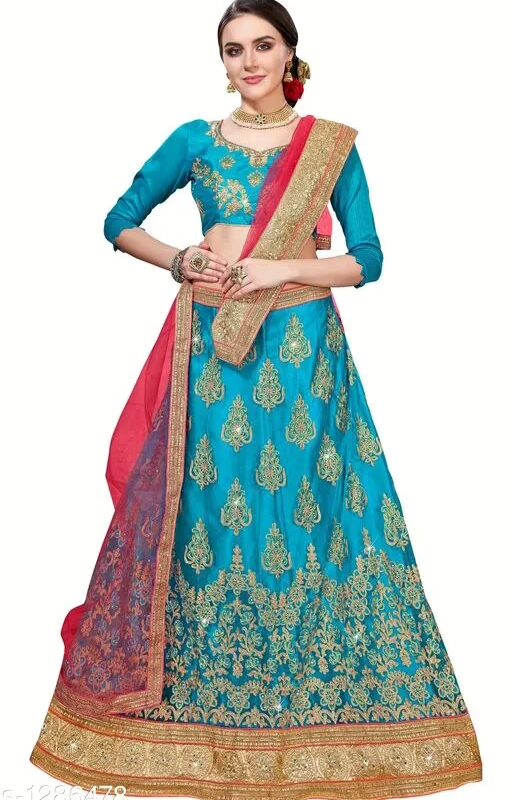 Classic Blue Embroidered Designer Lehengas