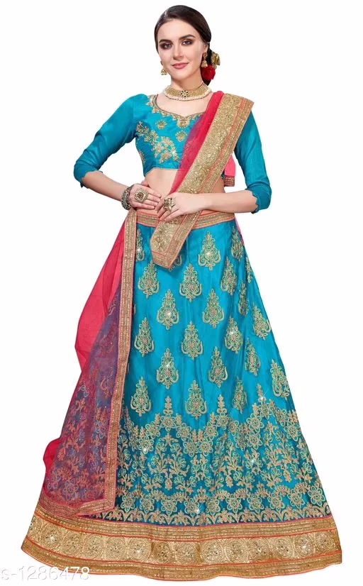 Classic Blue Embroidered Designer Lehengas