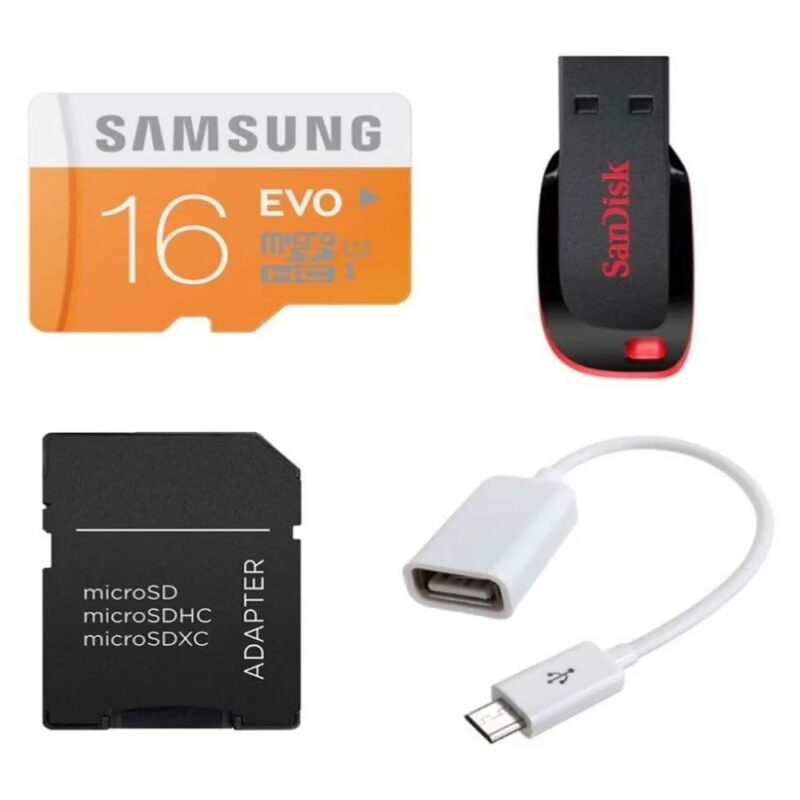 Samsung Micro SD Class 10 16 GB Memory Card with 8 GB Pendrive, OTG Cable and Adapter