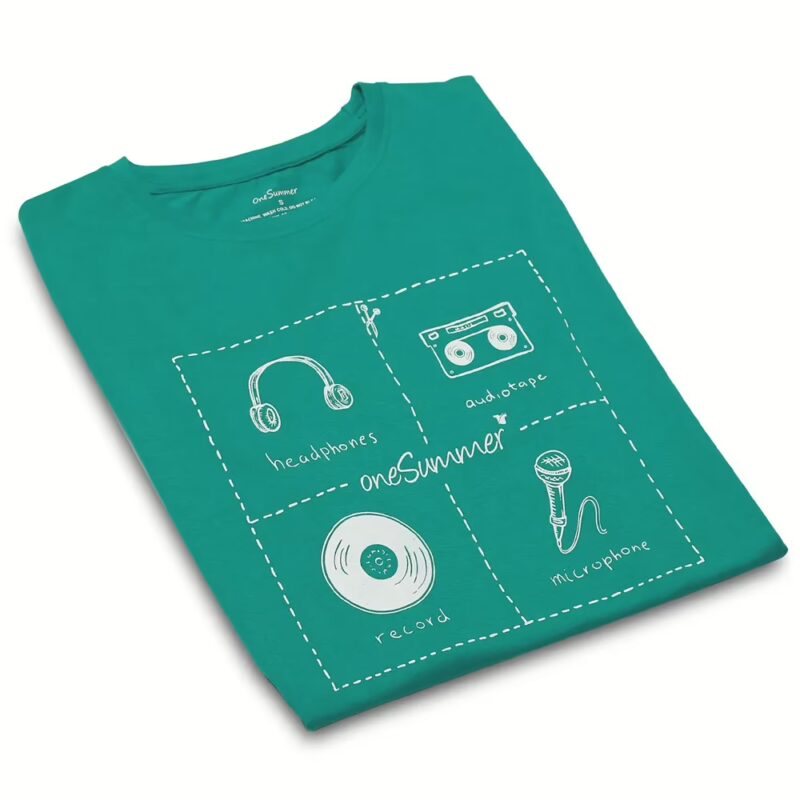 Men's Round Neck T-Shirt - Music - Green