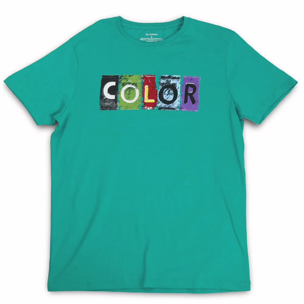 Men's Round Neck T-Shirt - Color - Green - Image 2