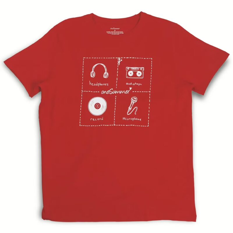 Men's Round Neck T-Shirt - Music - Red
